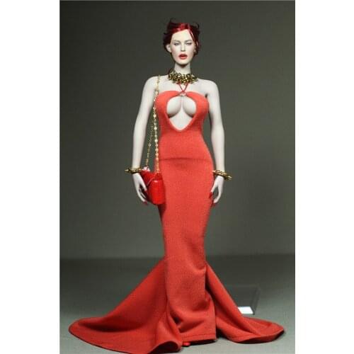 1/6 female soldier clothes orange lily big tail dress for 12 inch action figure accessories