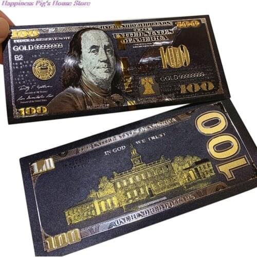 1pc Antique Black Gold Foil USD 100 Currency Commemorative Dollars Banknotes Decor