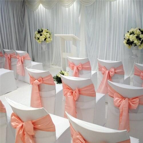 1PC Satin Fabric Chair Sashes Wedding Chairs Bow Knot Cover Decor Ties For Banquet Party Event Chair Covers Wedding Decoration