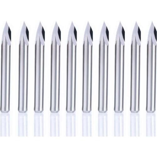 10Pcs Carbide Steel 45 Degree Router Pyramid Engraving Bits for CNC Machinery