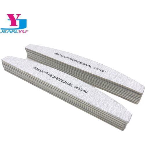 10Pcs/lot Nail File Double-sided Buffer Grit 100/180/240 Wooden Disposable Professional Accessories Tool Moon Nail Shine Beauty