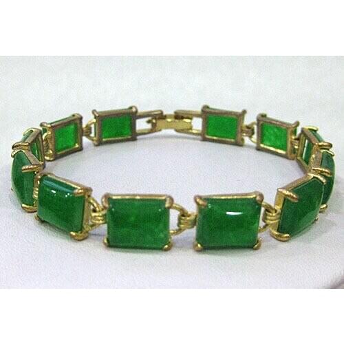 Green NoEnName_Null link cuff bangle bracelet 7.5 inch >Dongguan girl jewerly Store free shipping jade