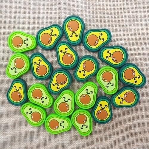 Chengkai 50pcs Silicone Avocado Beads Teether DIY Baby Pacifier Teething Making Necklace Sensory Cartoon Toy Food Grade Beads