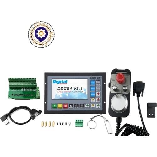 DDCSV3.1 3/4 Axis G Code CNC Offline Stand Alone Controller For Engraving Milling Machine DDCS V3.1+ 4-axis E-Stop MPG Handwheel