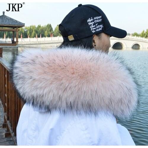 JKP Real Raccoon Fur Collar Scarf Women Winter Warm Coat Accessory Natural Raccoon Fur Shawl and Wraps Luxury Brand Scarves