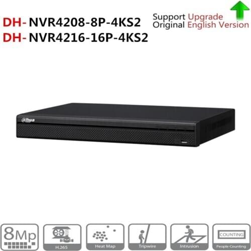 Dahua 4K NVR NVR4208-8P-4KS2 NVR4216-16P-4KS2 With PoE Port Support 4K POE H.265 2 SATA For Profession IP Camera Security System
