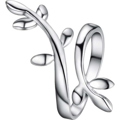 Plant shape Silver color finger ring fashion jewelry pretty cute birthday gift for woman good quality low price AR252
