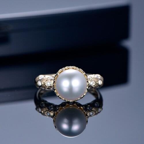 BLACK ANGEL 2021 New 925 Silver Ring For Women Inlaid 8MM Freshwater Pearls Adjustable Wedding Party Jewelry Temperament Gifts