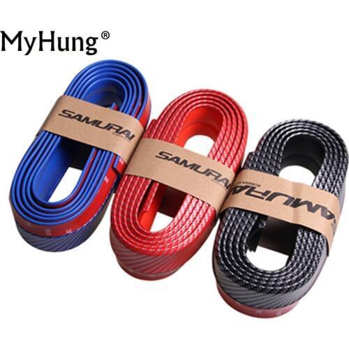 Car Styling Carbon Fiber Bumper Strip Rubber Exterior Wrap Protector Front Bumper Scratches Guard Lip Clips Car Sticker 2.5Mx6CM