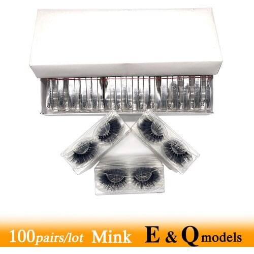 Mix 100pairs 6D Mink Eyelashes Q Type No Box Wholesale Price Reduction Makeup Girls Favorite Natural Fluffy Thick Overlapping