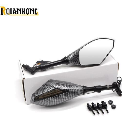 Motorcycle accessories LED Turn Signals Light Mirrors Carbon fiber for Kawasaki z1000 z750 er-6f er-6n versys1000 ZX6R Z650