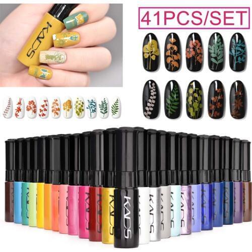 KADS Stamping Nail Polish Set Black White Stamp Print Nail Varnish for Nail Art Stamping Plate Gold Silver Nail Polish Varnish