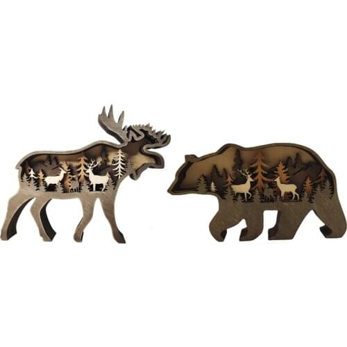 Wooden Animal Series Wall Art Decoration, Durable Hanging Ornaments for Home Living Room Bedroom Door Wall Window