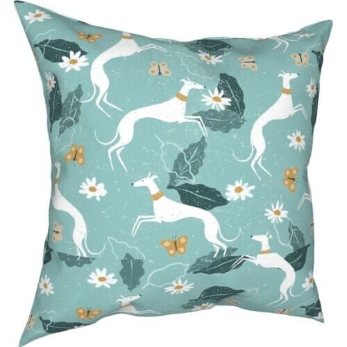Greyhound And Butterfly Throw Pillow Cover Throw Pillow Dog Lover Vintage Pillowcase