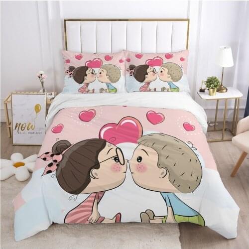 Cartoon Childrens Bedding set for kids baby boy girls Duvet cover set pillow case Bed linens Quilt cover 140x200 Car LOVE