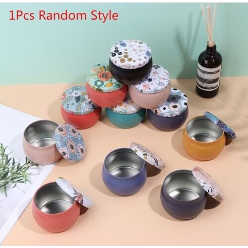 NEW Elegant Flower Tin Box DIY Candle Jar Balm Round Empty Iron Box Portable Lipstick Zipper Cream Storage Box 1PC