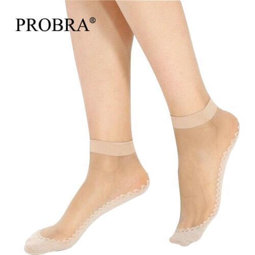 New 5 Pair Cotton Bottom Women Velvet Socks Non-slip Female Socks Summer Womens Sock Transparent Thin Silk Ankle Sox Seamless A