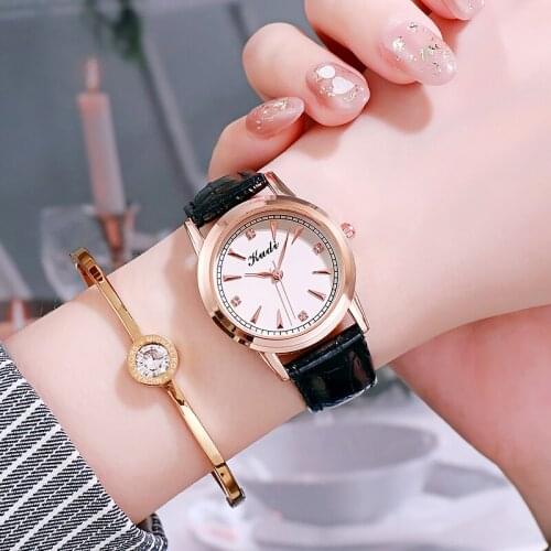 New Women Waterproof Quartz Watches Luxury Leather Strap Rhinestone Watch Black Bracelet Diamond Lady Business Wristwatches