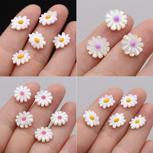 Wholesale Natural Sea Water Shell Sunflower Beads Charms Pearl Shell Daisy Loose Beads for Making DIY Earring Bracelet Jewelry