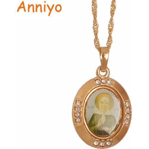 Anniyo Russia Blessed Matrona of Moscow Pendant Necklaces Catholicism Orthodox Church Virgin Mary Ukraine Jewelry #055804
