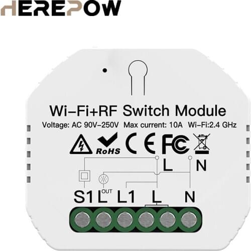 Herepow Switch with Wi-Fi Support and App Control, DIY Smart Bluetooth Switch, Wireless Remote Control