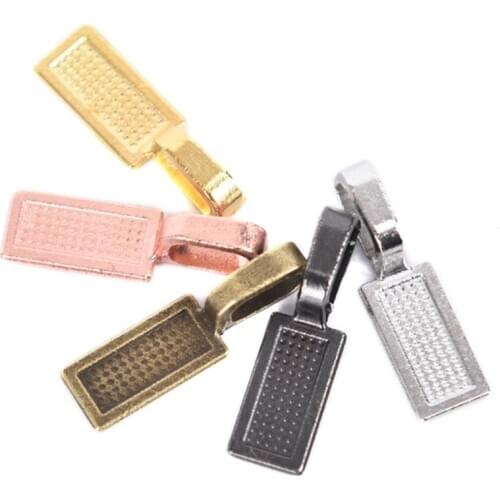 20Pcs/Set Tibetan Style Alloy Glue On Flat Pad Bails Rectangle Shape Pendants Charms Connector Hanger For Jewelry Making