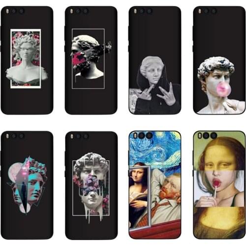 QAQsam Soft TPU Silicone 5.5" For Xiaomi Mi Note 3 Case Back Cover Cartoon Statue Abstract Art Painted Cases