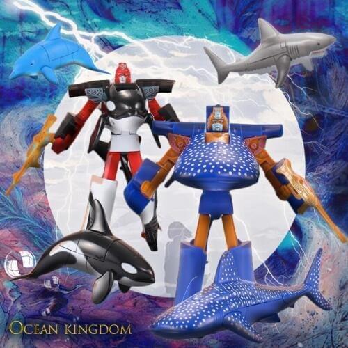 Killer Whale Dolphin Great White Shark Deformation Plastic Transformation Sea Life Robot Toys Boys Action Figure Children Toys