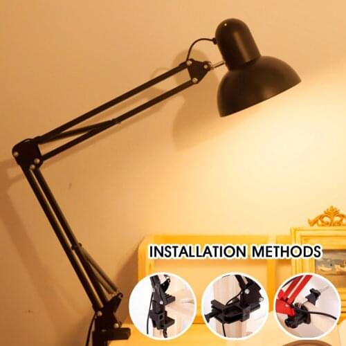 1PC LED Desk Lamp Metal Swing Arm Spring Loaded Adjustable Joints Architect Task Lamp With C-Clamp E27 Bulb Indoor Lighting