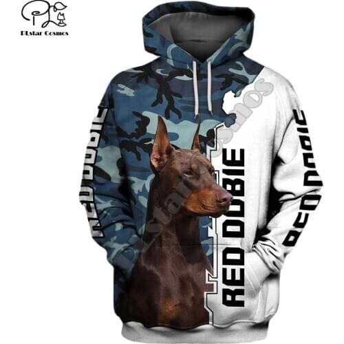 New Mens Unisex funny red dobie limited 3d dogs print zipped hoodie long sleeve Sweatshirts jacket autumn pullover tracksuit G22
