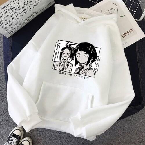 My Hero Academia Hoodies Anime Cosplay Yaoyorozu Jirou Kyouka Print Sweater Women Men Loose Oversized Casual Solid Sweatshirt