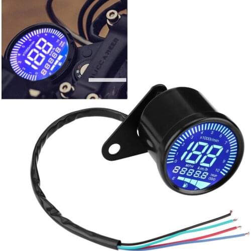 Universal Motorcycle LED Digital Speedometer Tachometer Speed Gauge Oil Level Meter Black Color