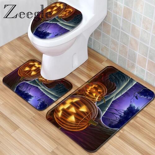 Zeegle 3PCS Bath Mat for Home Decor Anti-slip Shower Mat Floor Rug Water Absorption Foot Mat Pedestal Soft Rug Toilet Seat Cover