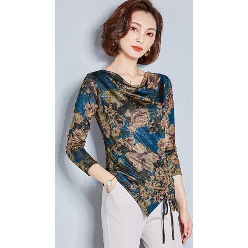Womens Ballroom Dancing Blouse Girls Long Sleeve Moden Dance Shirt O Neck Plaza Ballroom Dance Shirt Latin Dance Suit D-0663