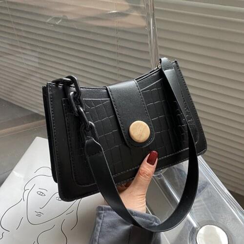 Fashion Design Leather Armpit Bag Crocodile Pattern Baguette Handbag for Women 2020 Candy Color Chain Ladies Small Shoulder Bags