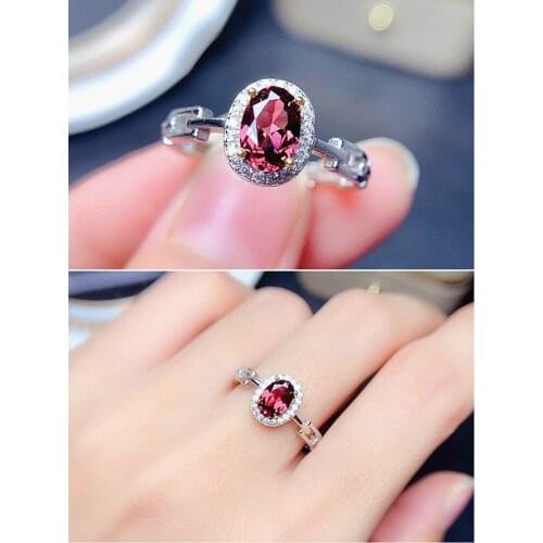 Chic Concise Red Crystal Ruby Gemstones Diamonds Rings for Women White Gold Silver Color Jewelry Party Accessories Trendy Gifts