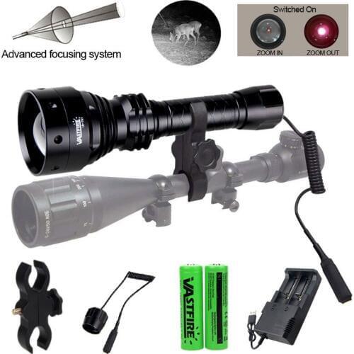 Zoomable Infrared Hunting Light 70mm Lens IR Long Range Night Vision Predator Light Hunting Flashlight 50-800 Yards