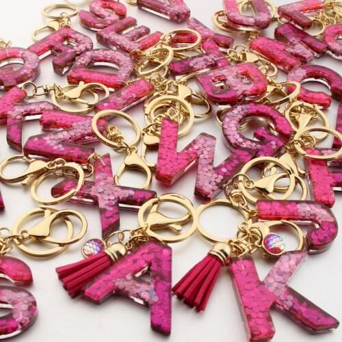 1PC Keychain A-Z Alphabet Key Ring Bag Pendant Stone pattern Fashion Suspension Key Ring Holder Handmde Gift Fashion Accessories