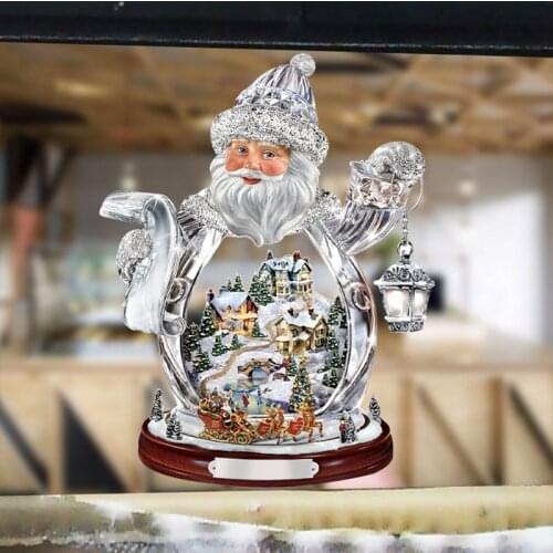 1pc Santa Snowman Christmas Tree Rotating Sculpture Paste Train Window wall Stickers Christmas Decorations Winter Home Decor