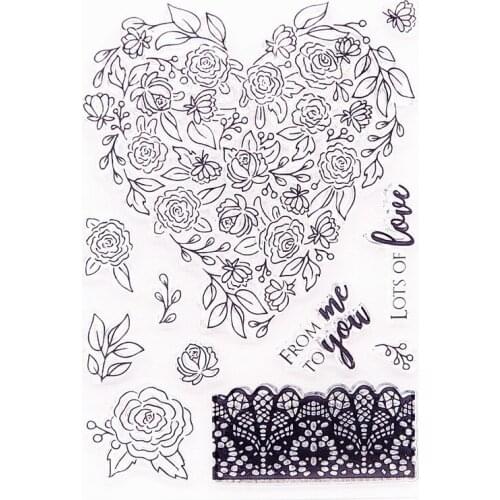 10.5x15cm Heart Blossom Transparent Seal Clear Stamps Cutting Dies Roller Stamps DIY Scrapbook Album / Card Production