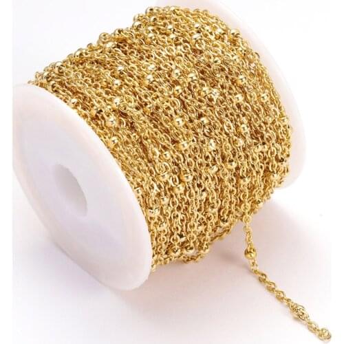 2 Meters Stainless Steel Tube Beaded Cable Link Clip Beads Chain DIY Anklet Necklaces Bracelet Jewelry Making Supplies WholeSale