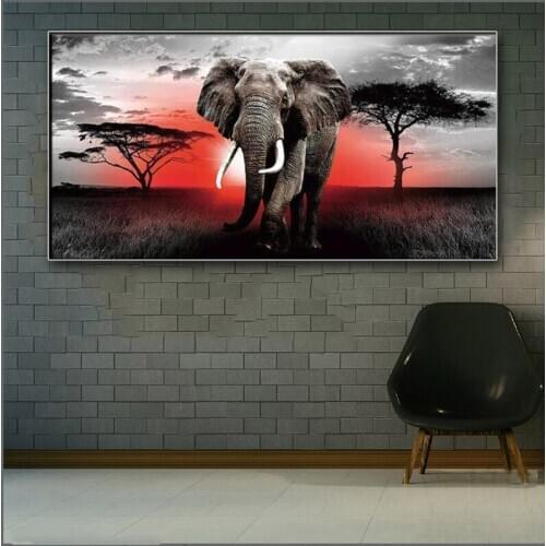 5d diy diamond mosaic African elephant diamond painting elongated large size cross stitch full square round diamond embroidery
