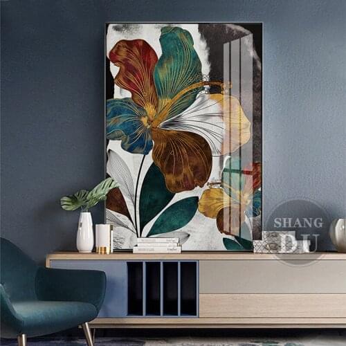 Abstract Hibiscus Vintage Flowers Poster Floral Plant Wall Art Lines Colorful Canvas Painting Picture Wall Art Living Room Decor