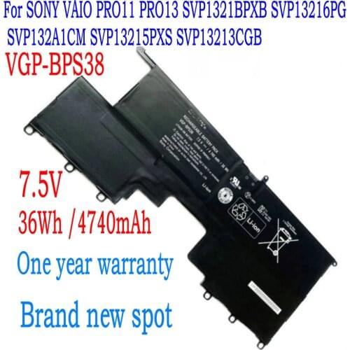 New High Quality 4740mAh VGP-BPS38 Battery For SONY VAIO PRO11 PRO13 SVP1321BPXB SVP13216PG SVP132A1CM SVP13215PXS SVP13213CGB