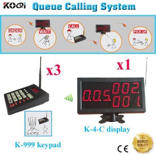Wireless Queue System For Coffee Shop Fast Food Restaurant With 3 Transmitter And 1 Display By DHL/EMS Shipping Free