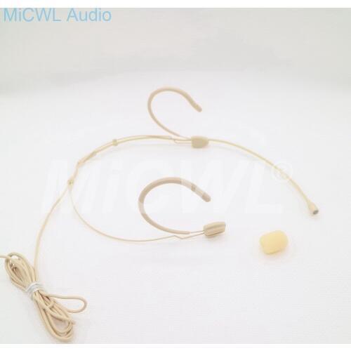 Beige Headset Omni-directional Microphone For Sennheiser Shure AKG Audio Technica Wireless System With Bodypack Transmitter