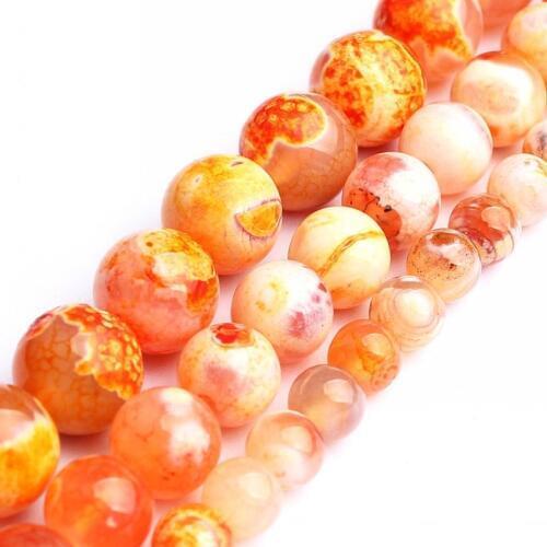 Natural Stone Beads Orange Fire Dragon Agates Round Loose Spacer Beads For Jewelry Making DIY Bracelet Ear Studs 15'' 6 8 10mm