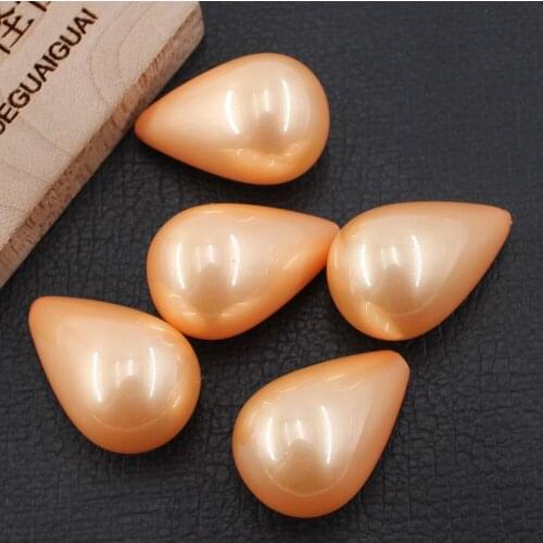 APDGG 16x25MM 5 Pcs Natural Yellow Sea Shell Pearl Half Hole Teardrop Beads For Pendant Necklace Earrings DIY Jewelry Findings