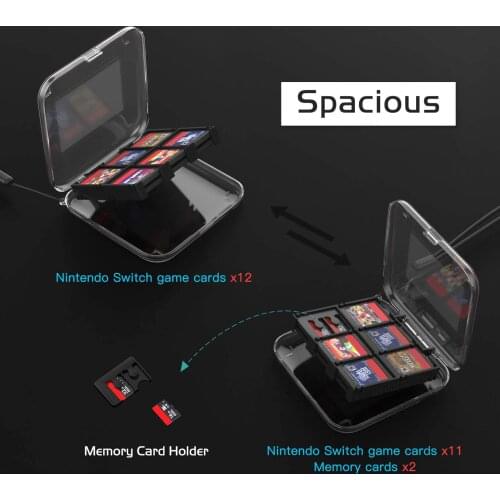 Game Card Case Compatible with Nintendo Switch, 12 Game Cartridges Holder Switch Game Storage Box Hard Protective PC Shell