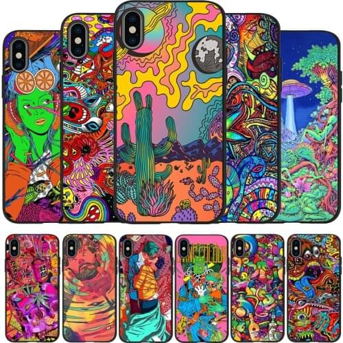 Colourful Psychedelic Trippy Art Black TPU Silicone Soft Phone Case For iPhone 11 Pro Max X XS MAX 5 6 7 8 Plus